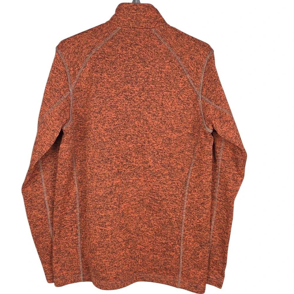 Eddie Bauer 1/4 Zip Sweater Mens Medium Orange Black Pullover Long Sleeve Casual